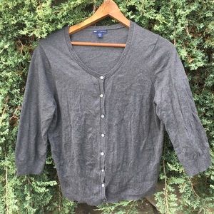 Gap gray cardigan button up sweater with silk